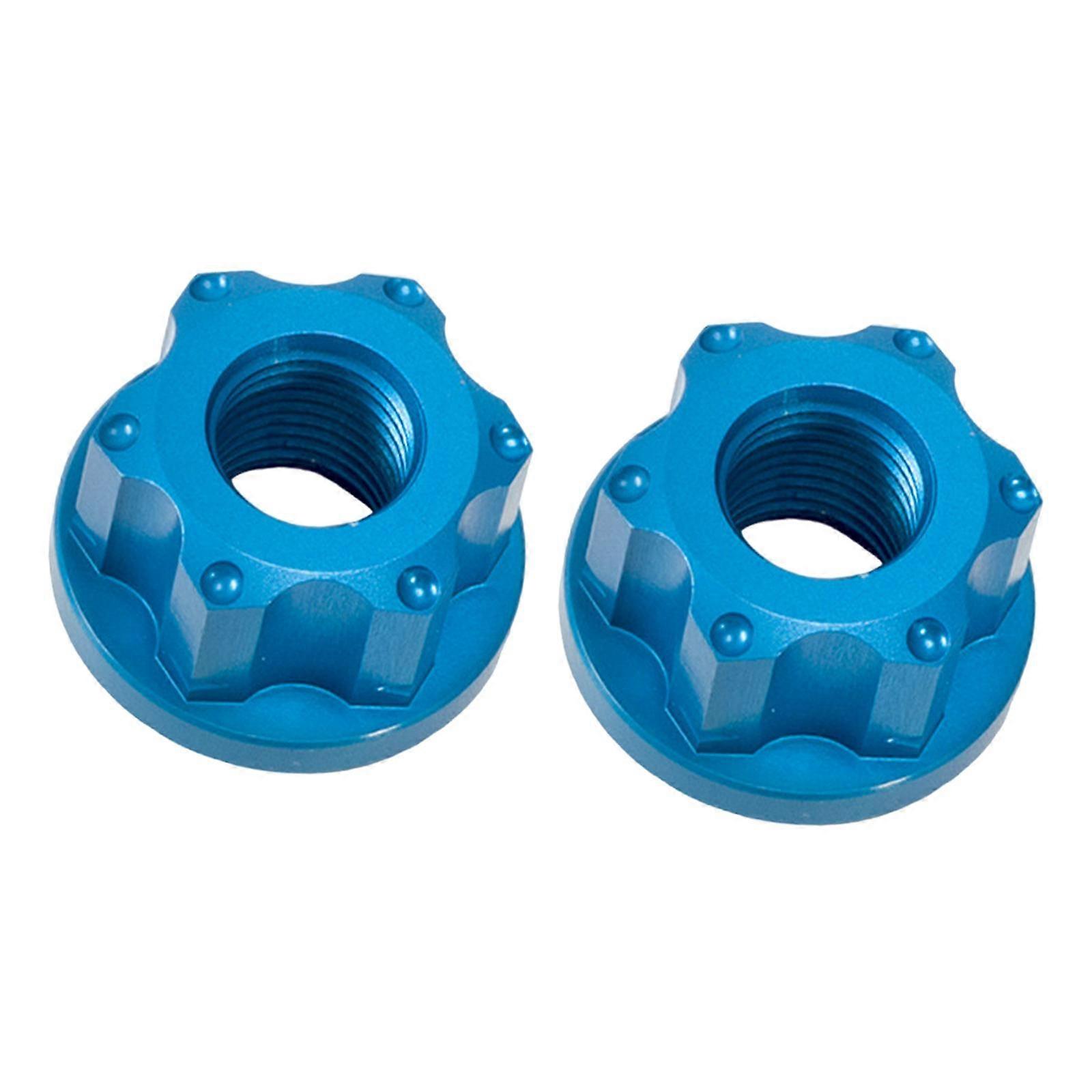 2x Bike Wheel Hub Axle Nuts for Fixed Gear Bicycle M9 Nonslip Front Axle Nut Blue