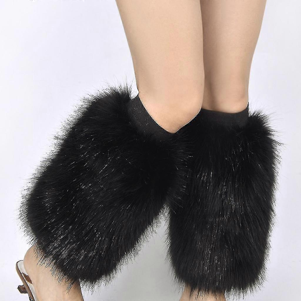 נשים פו פרווה מחממי רגליים כיסויי מגף ניאון פרוותי תוסס כיסוי חותלות קטיפה