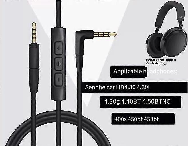 OFC Replacement Braided Aux Cable Extension Cord Wire for Sennheiser HD 4.30i 4.30G 4.40BT 4.50BTNC 400S 450BT 458BT Headphones