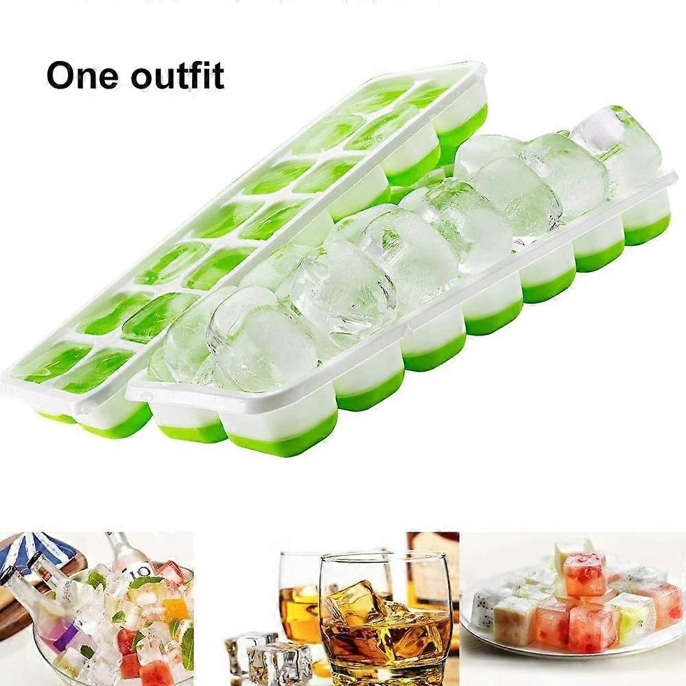 Ice Cube Tray, 14-Ice Trays with Spill-Resistant Removable Lid