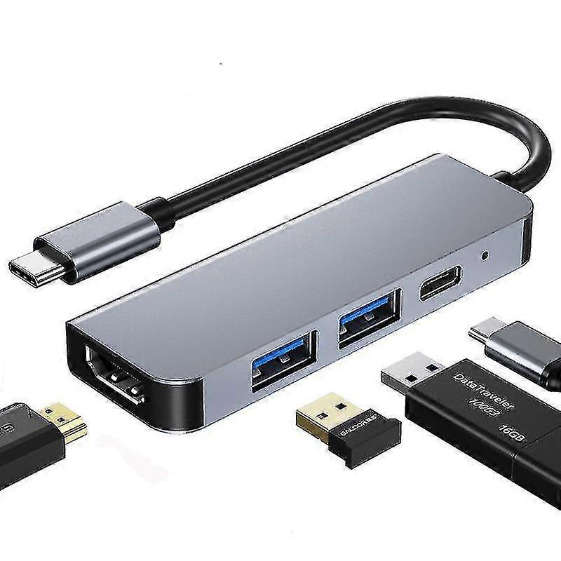 New Usb C Hub Doc Stat 4 In 1 Type-c Port Hdmi Adapter Splitter For Laptop