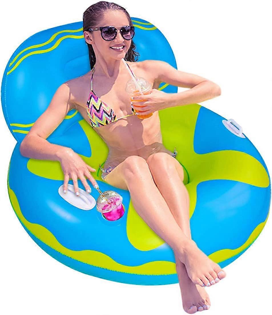 Pool Lounger Float for Adult , Float Hammock ,Inflatable Rafts Swimming Pool Air Sofa Floating Chair Bed,with Two Handle and a Big Cup Holder,Great fo
