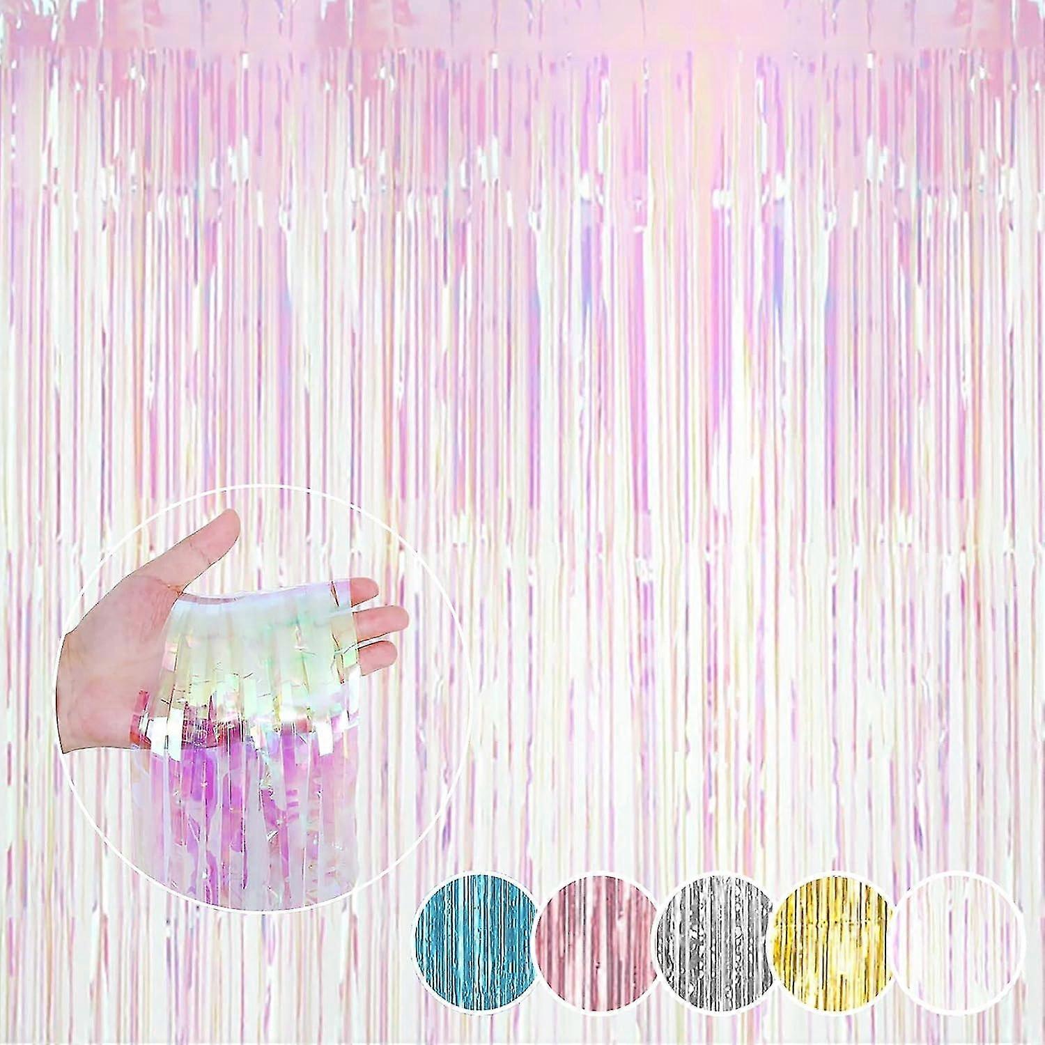 Metallic Tinsel Foil Fringe Curtains, Photo Booth Backdrop Hanging Door Streamers