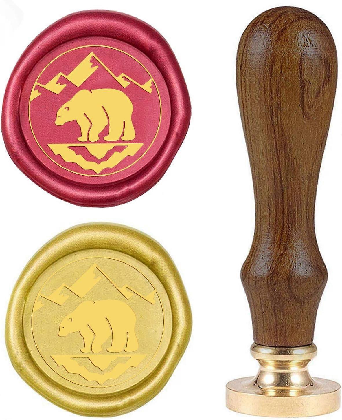 Wax Seal Stamp Polar Bear Retro Sealing Wax Stamp Animal Pattern with 25mm Removable Brass Head Wooden Handle for Envelope Card Package Decoration