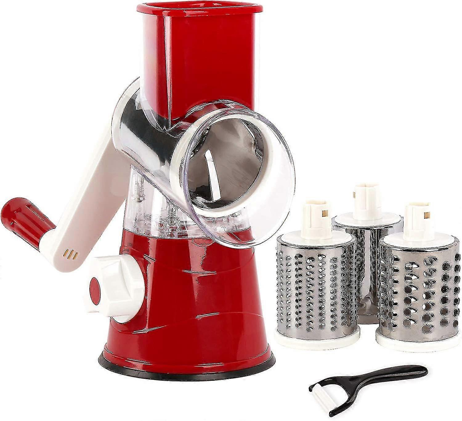 Râpe à fromage rotative, râpes pour cuisine, râpe à fromage râpe à légumes efficace avec 3 types différents d’acier inoxydable interchangeable B