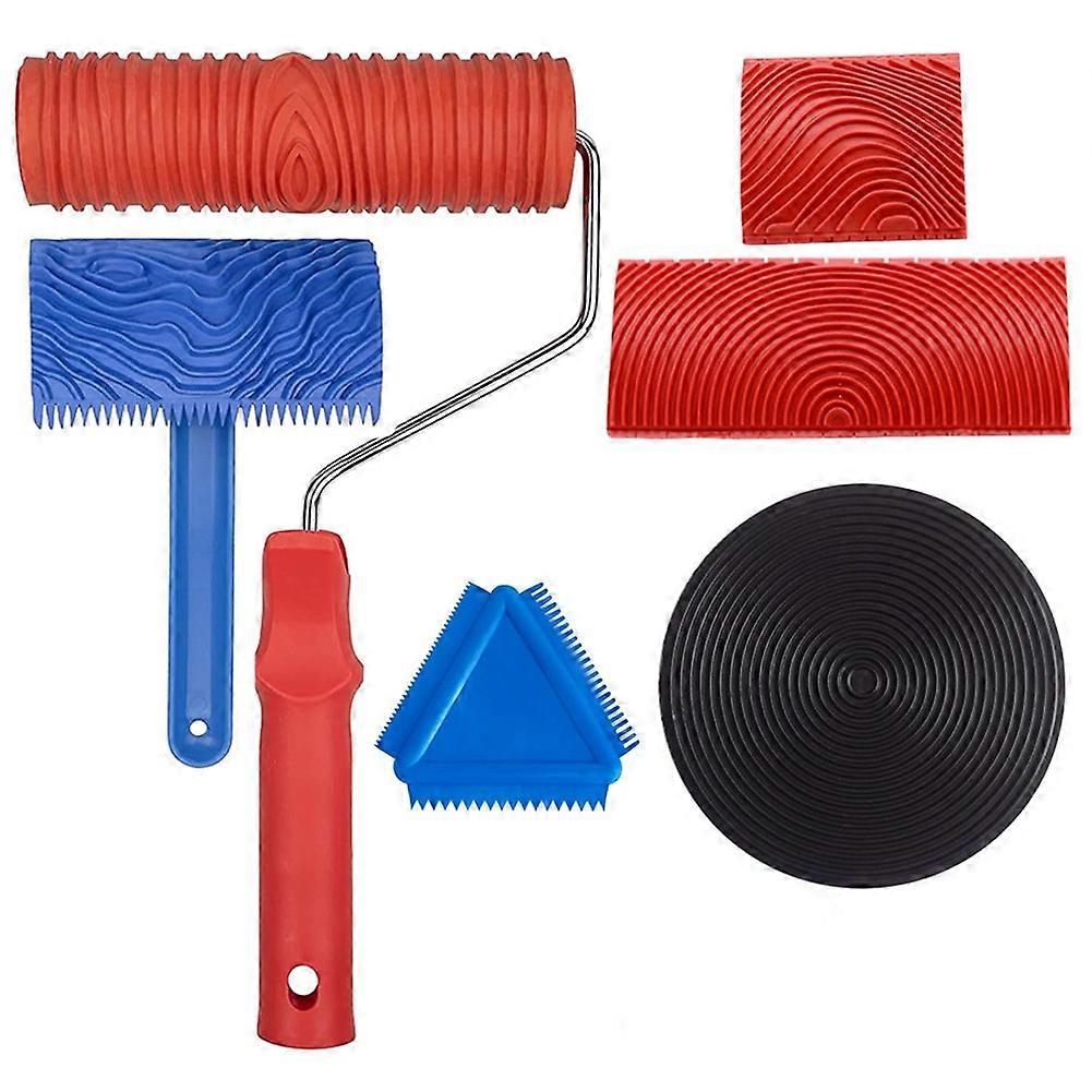 Wood Graining Tool Set, 6Pcs 7Inch Wood Grain Roller Rubber Graining Tool Paint Wood DIY Painting Tool