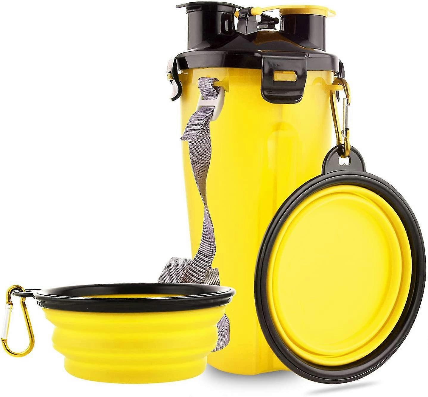 dog travel water bottle collapsible bowls, 2 in 1 pet food container with collapse bowls, outdoor portable water bowls for walking, traveling, camping