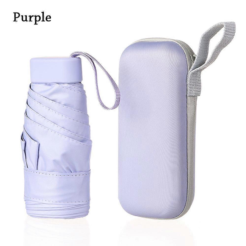 6 Folding Portable Windproof Anti UV Umbrella Sunshade Rain Gear With Capsule Case