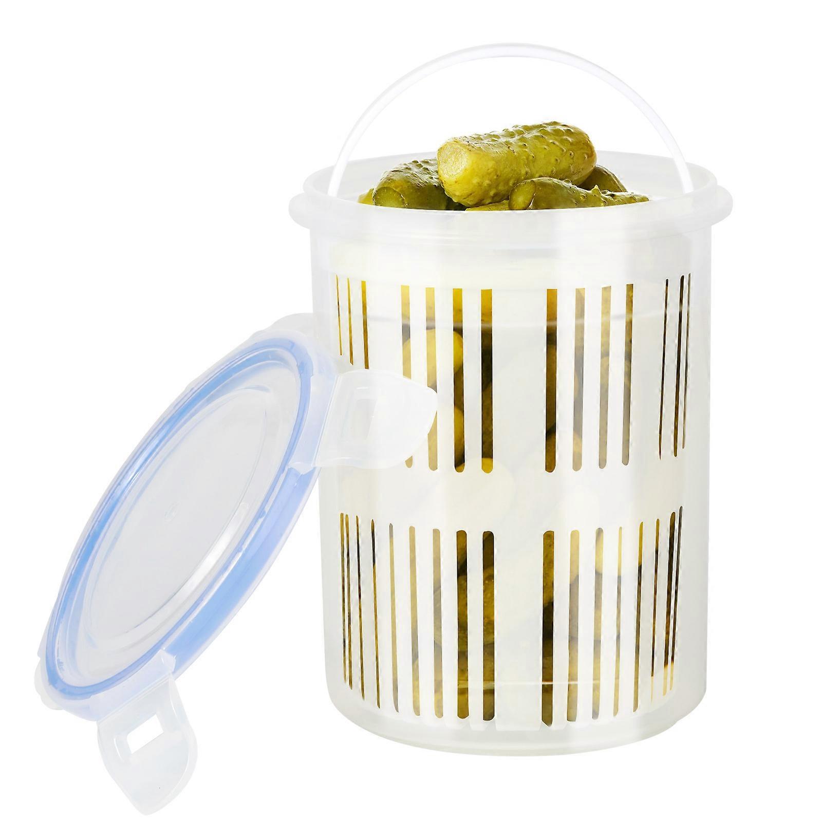 Crystalia Pickle Jar with Strainer Insert- Deli Food Storage Container