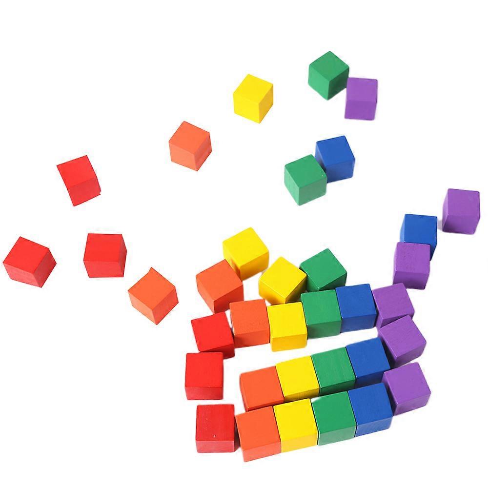100pcs DIY Square Cubes Wooden Craft Cubes Accessories DIY Building Materials Precise Cutting Wood Square Blocks for Kids Adults Playing Colorful