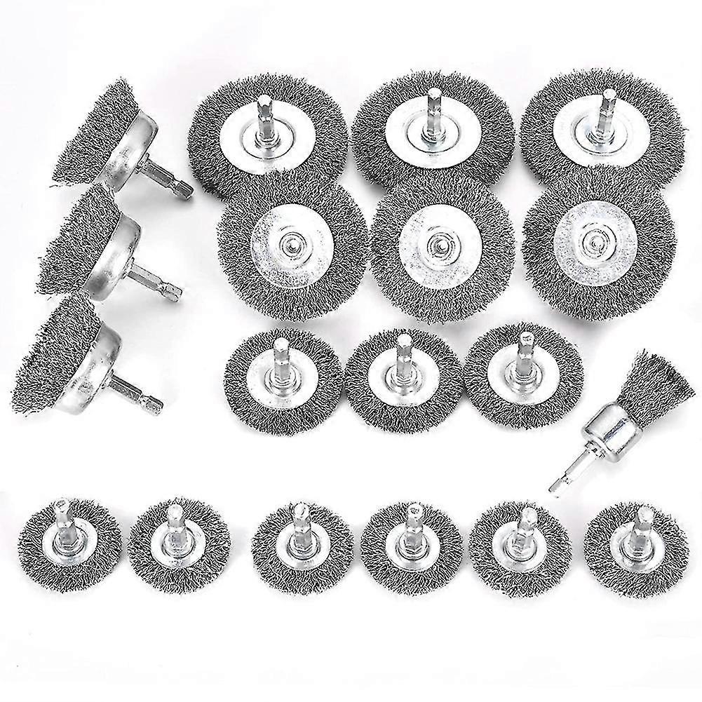 Wire Brush For Drill Set, 19 Piece Wire Wheel Cup Brush 14 Inch Hex ,for Drill Attachment, Rust Re