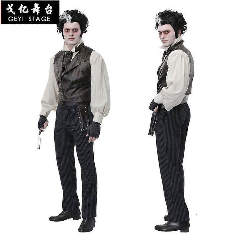 Nuovo sweeney todd coslive weeney todd sweeney todd: fleet street barber demon movie vestito cosplay per uomo adulto