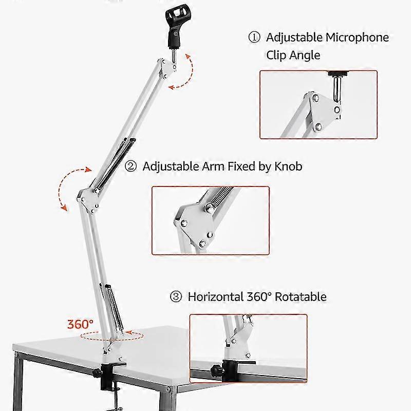 Microphone Stand Holder Table Lazy Bracket With Extendable Arm Microphone Clip