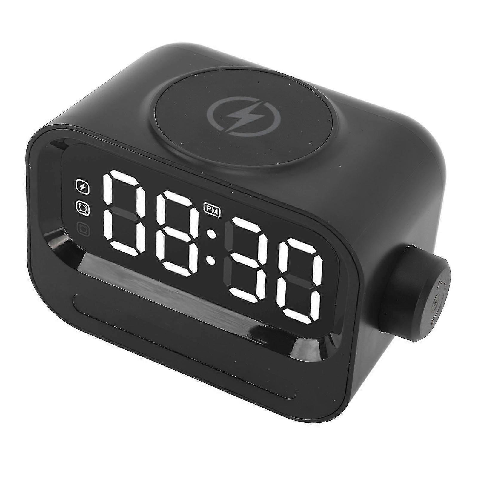 Digital Alarm Clock with LED Display 15W Wireless Charging and Bluetooth Speaker 2 Alarms Setting