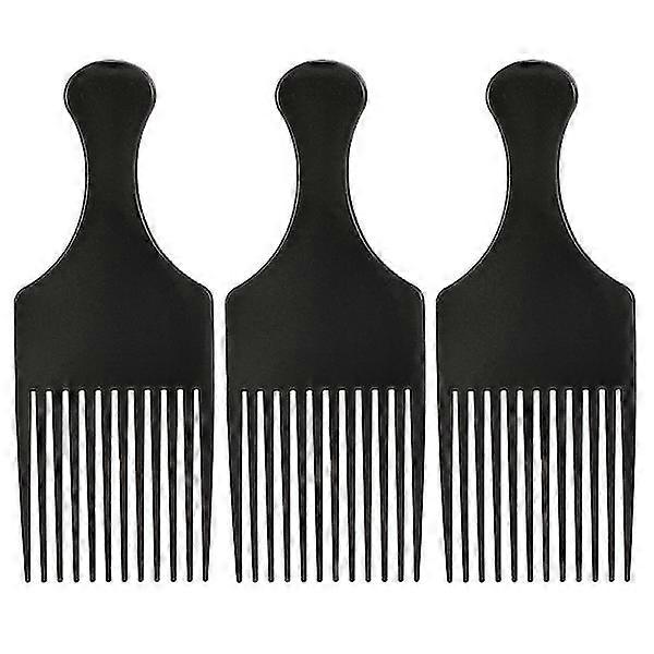 3-part Afro comb with handle for thick, curly and long hair