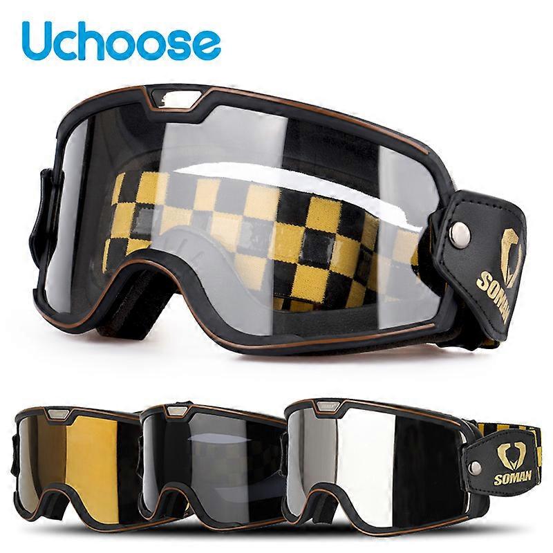Retro Goggle Men Women Motorcycle Outside Riding Motocross Off Road Downhill Four Season Powersport Riding Goggles