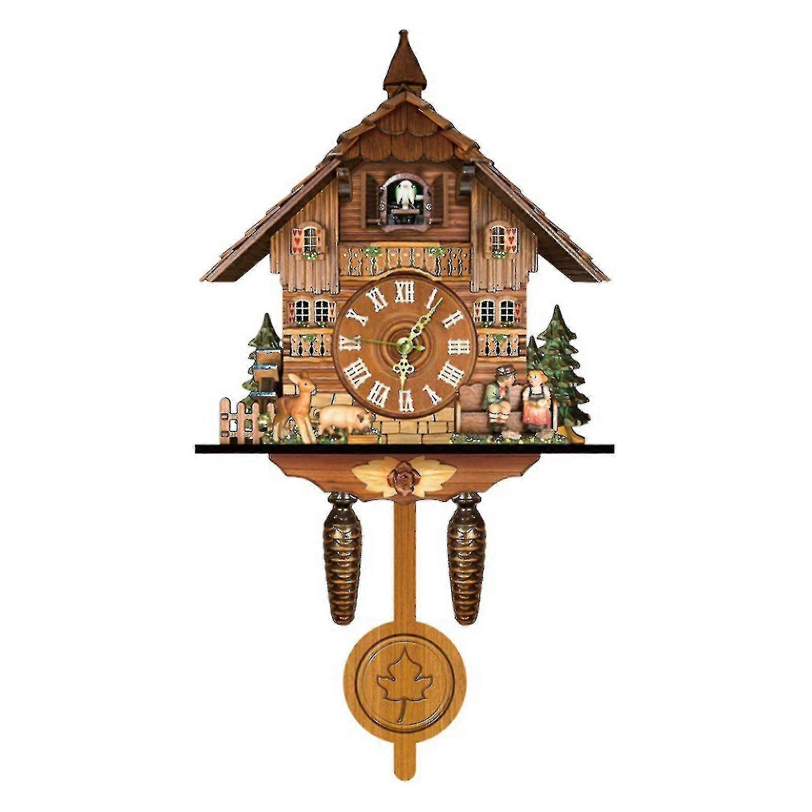 Horloge à coucou allemande de la Forêt-Noire Rétro Horloge à coucou en bois de style nordique