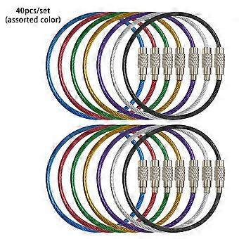 40pcs 15cm Hiking 6 Assorted Color Stainless Steel Heavy Duty Wire Keychain