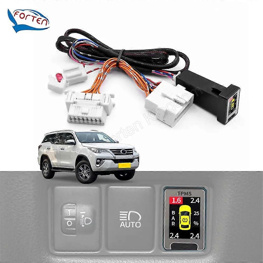 TPMS Tire Digital LCD Display Auto Alarm Tyre Pressure Monitor System For Toyota Fortuner 2016-2023
