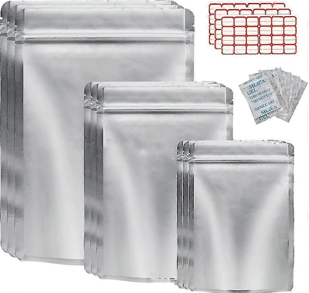 50 Pack Mylar Bag For Food Storage With Oxygen Absorber Resealable Grains Nuts