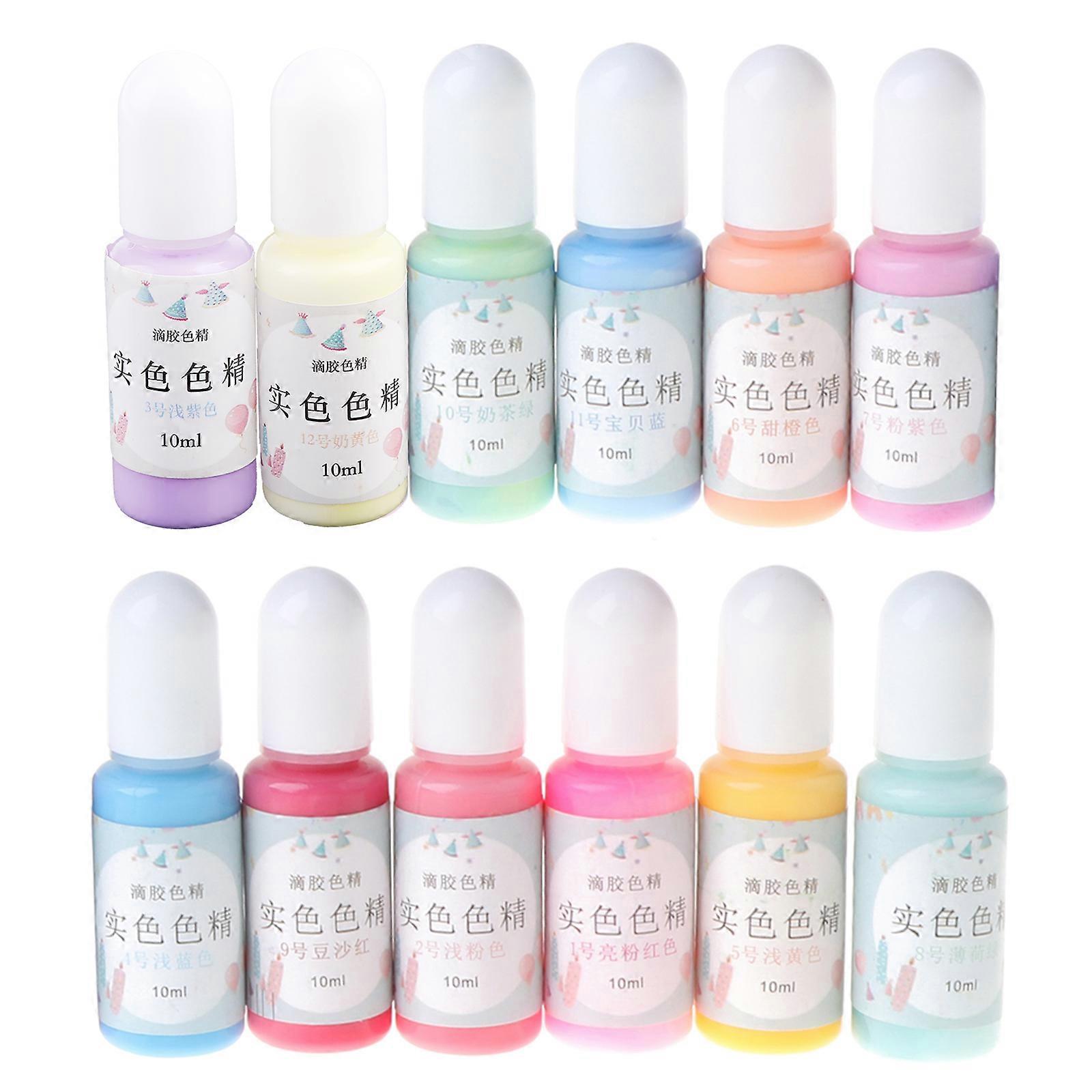 Macaron Candy Color Resin Pigment Dye 12-Bottle Liquid Epoxy Colorant for DIY