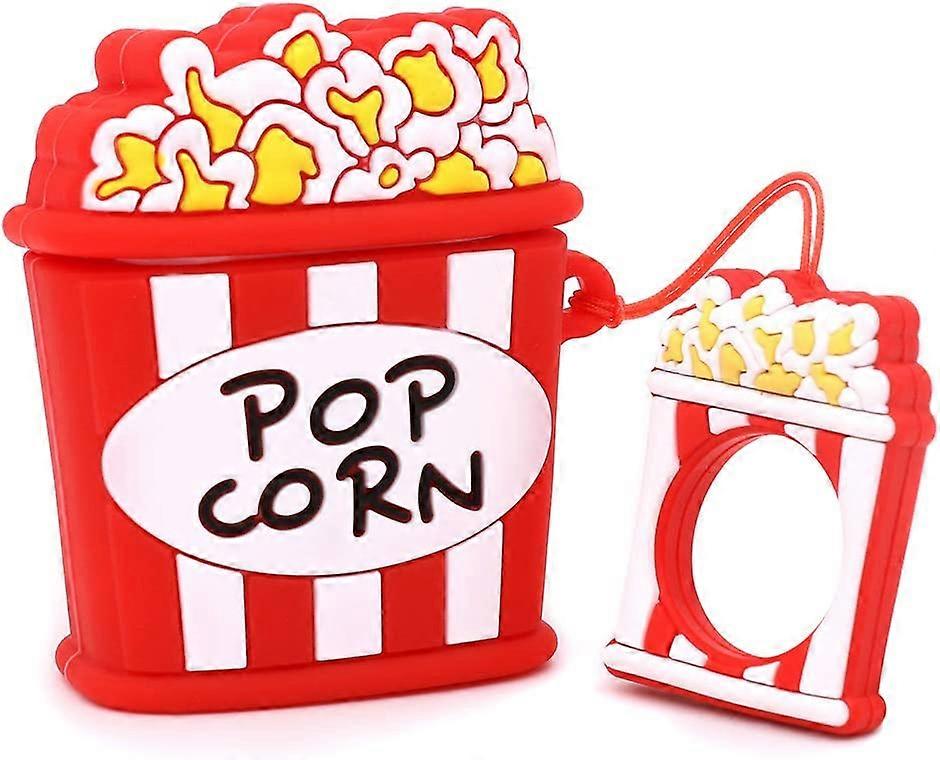 Megantree Cute Airpods Case, Airpods 2 Case, 3D Cartoon Funny Cool Puffed Rice Popcorn Case, Shockproof Full Protection Soft Silicone Charging Case Co