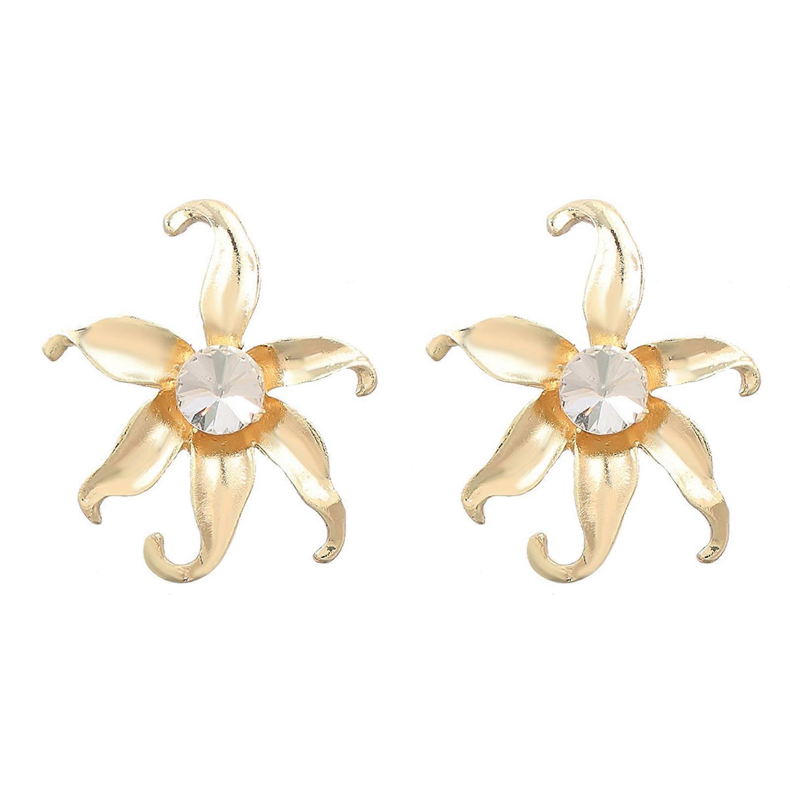 Boho Flower Earrings Floral Stud Earring for Party Wedding Crystal Statement