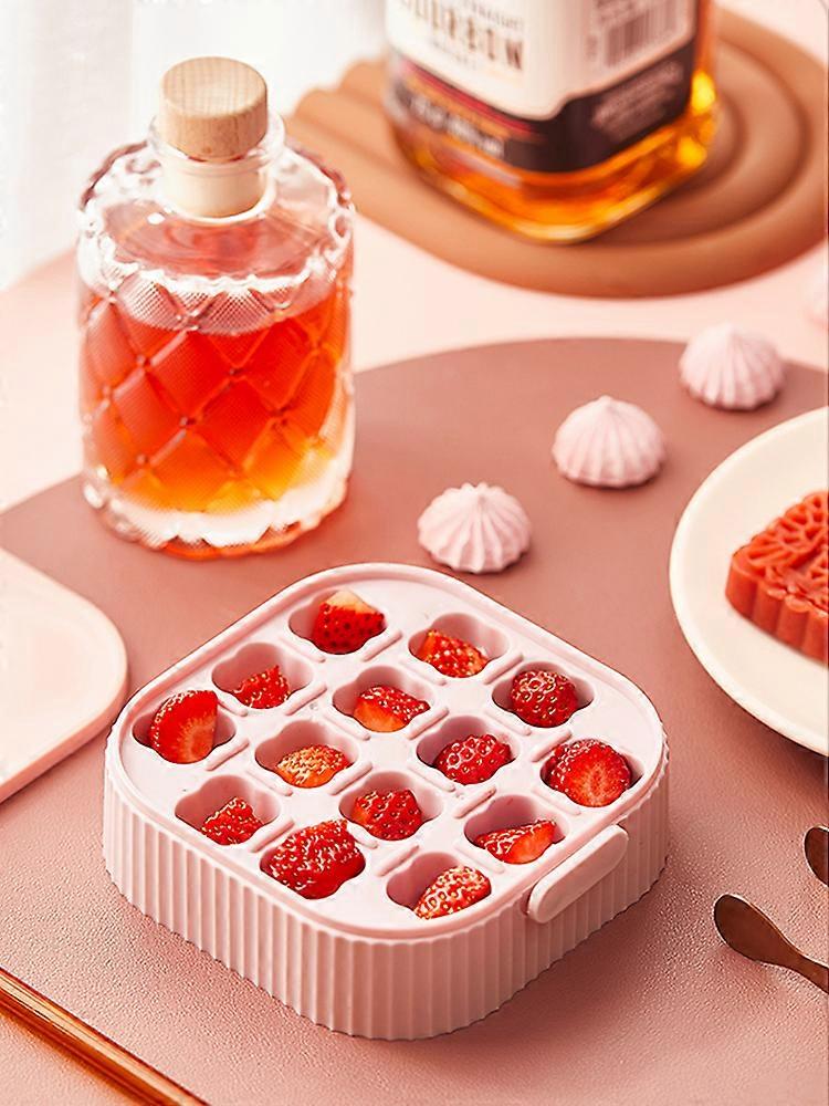 BPA Safe Silicone Double-Layer Ice Trays with Lid - Space-Saving Kitchen Supply for Square Plum Flower Ice Cubes - Blue