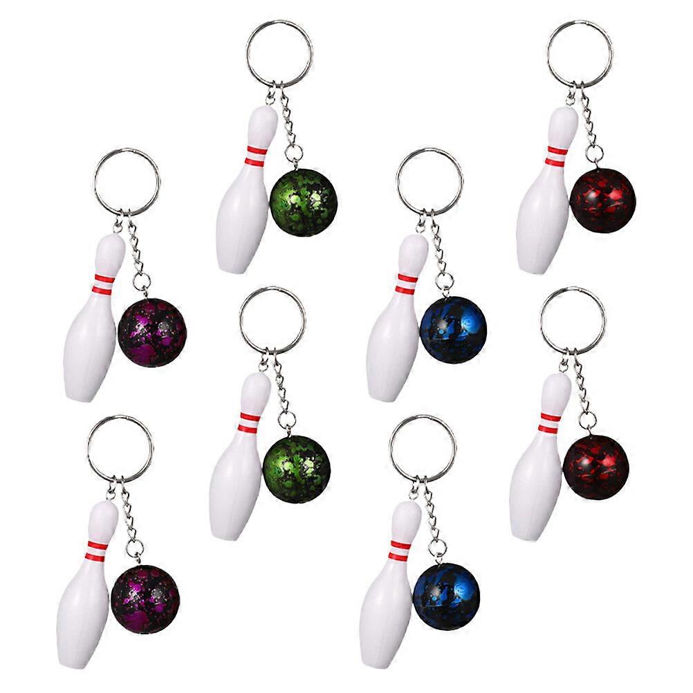 8pcs Decorative Bowling Keychains Bag Backpack Hanging Keychains Decors Small Bowling Keychains