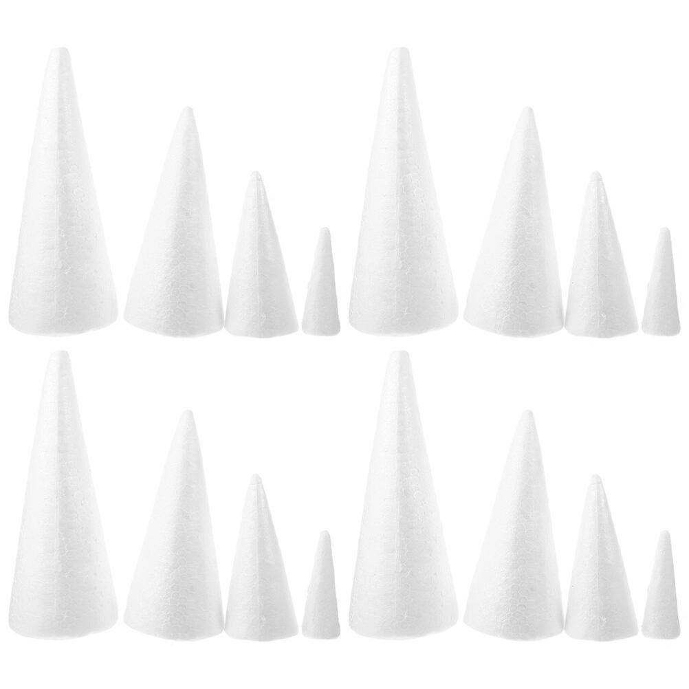 20pcs Blank Foams Cone Unfinished Foams Cone Models DIY Foams Cone Craft for Xmas