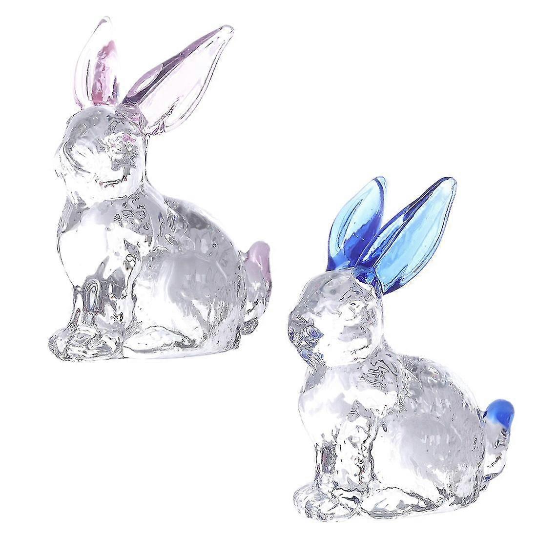 ארנב זכוכית פסלון ארנב זכוכית פסל ארנב פסל ארנב זכוכית פסל ארנב קריסטל מיקרו ארנב זעיר חיה 2pcs-MXBC