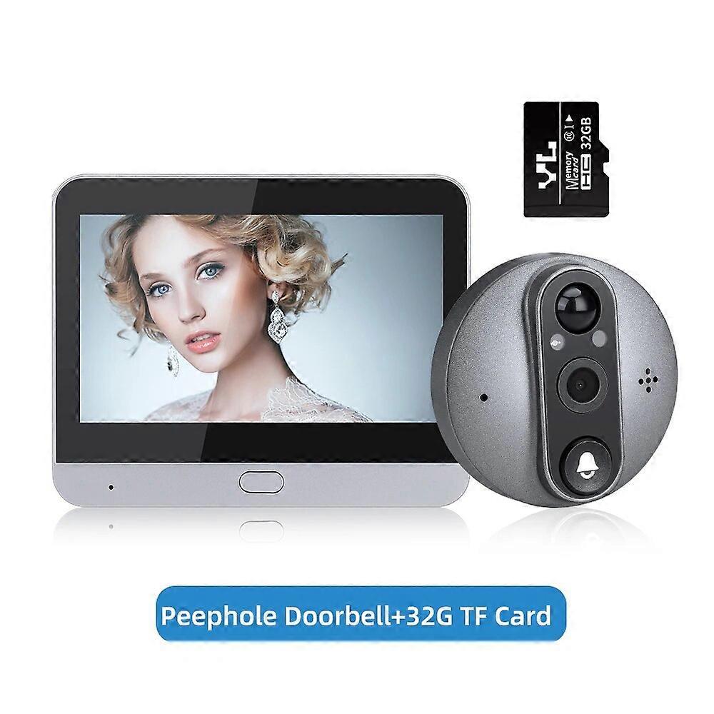 Wsdcam 4.3inch WiFi Peephole Door Bell Two-way Video Intercom Camera 5000mAh Home Security Video Doorbell Support Alexa Google