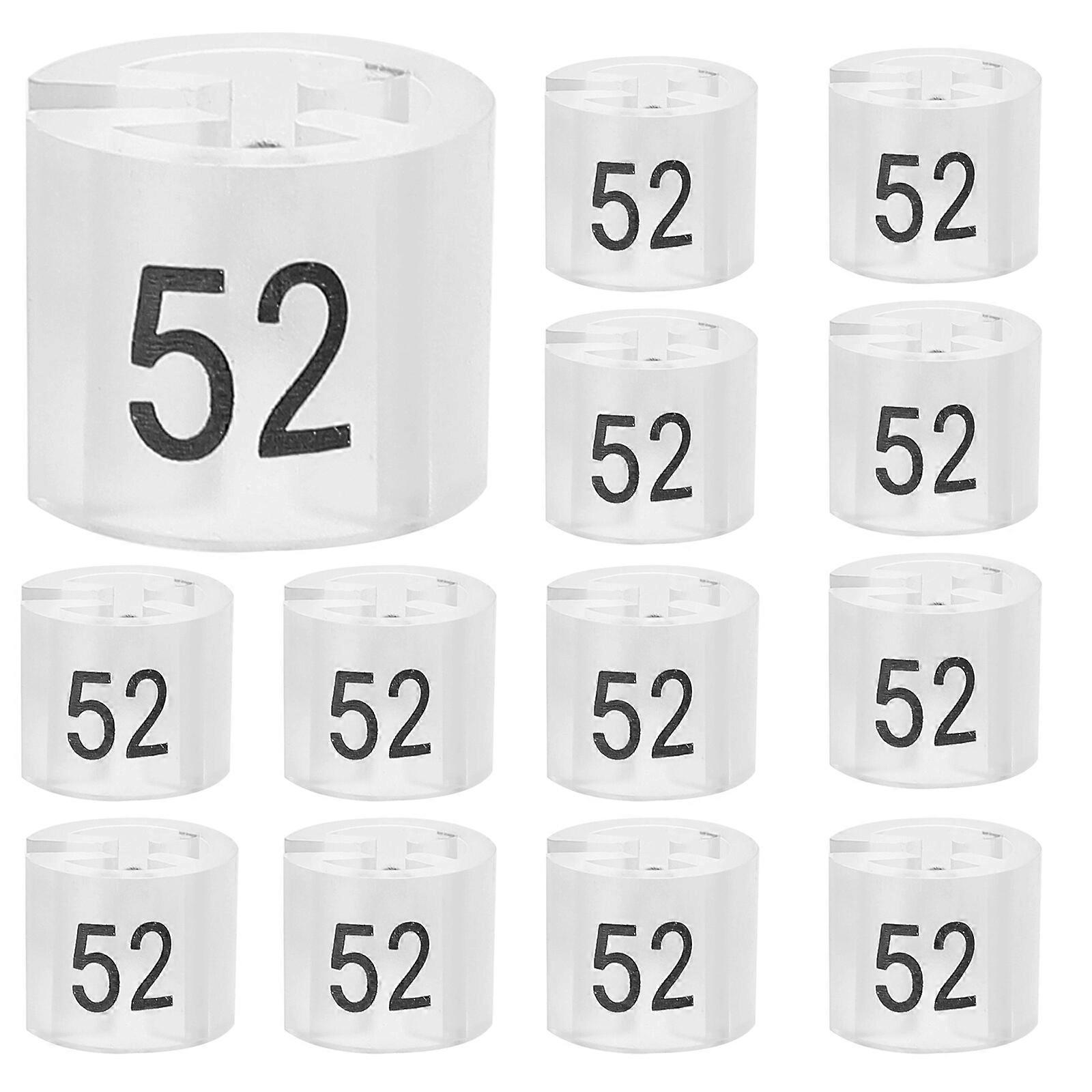 200 pcs Clear Hanger Size Tag Number Clothes Hanger Size Marker Plastic Hanger Size Tag (Size 52)
