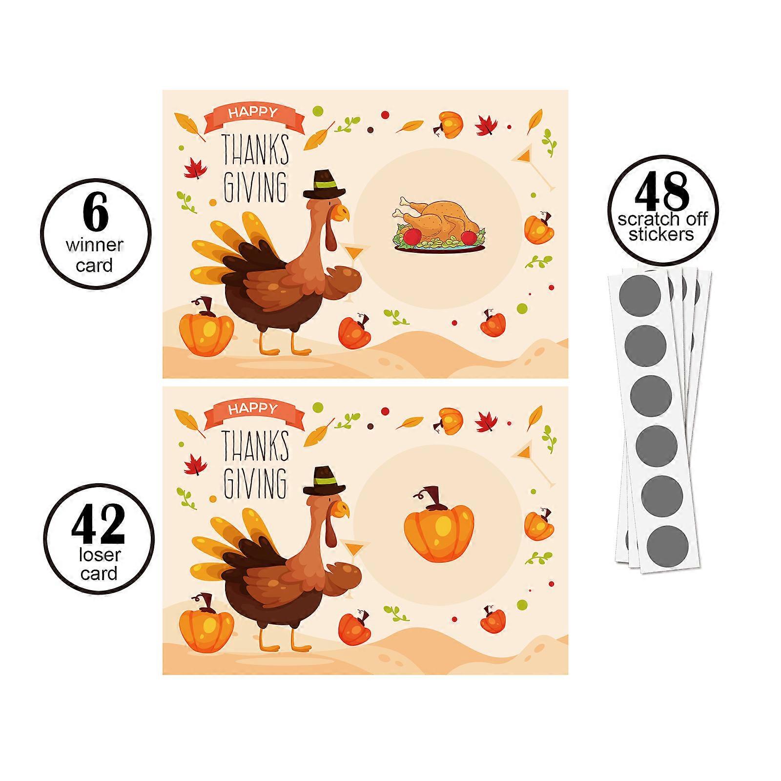 Thanksgiving Party Scratch Game Turkey Cards
