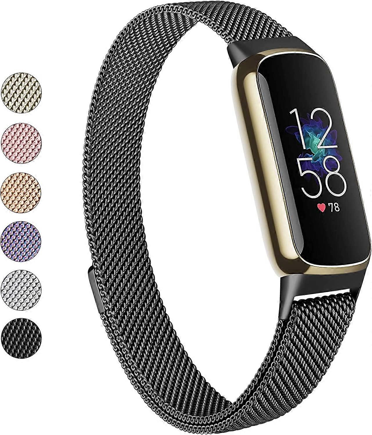 Rustfritt stål Mesh Loop Justerbar reim for Fitbit Luxe / Luxe Special Edition Fitness Tracker Kvinner Menn (Champagne Gold)