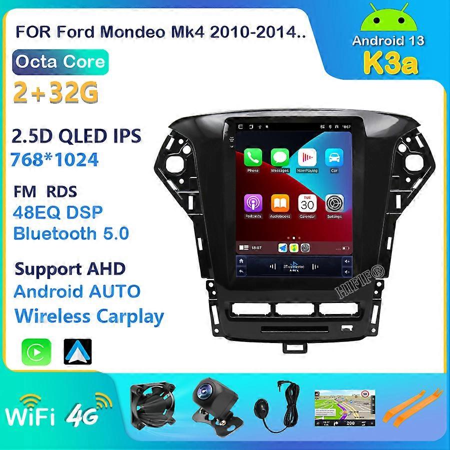 Android Tesla Style Car GPS Navigation For Ford Mondeo 2011-2015 Auto Radio Stereo Multimedia Player With Bluetooth WiFi Mirror