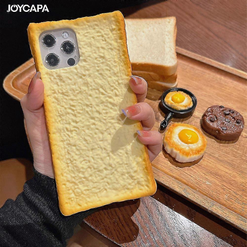 Cute Bread Toast 3d Case For Iphone 14 12 13 11 Shockproof Bumper Soft Protective Square Cover