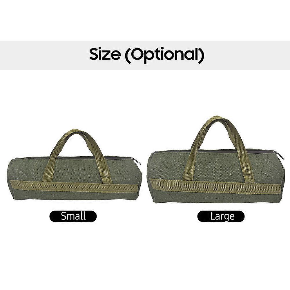 Multifunction Canvas Tool Bag with Zipper Wide Mouth Multi-purpose Utility Bag Cylindrical Bag with Carrying Handle Canvas Zipper Bag Tool Pouch Tote