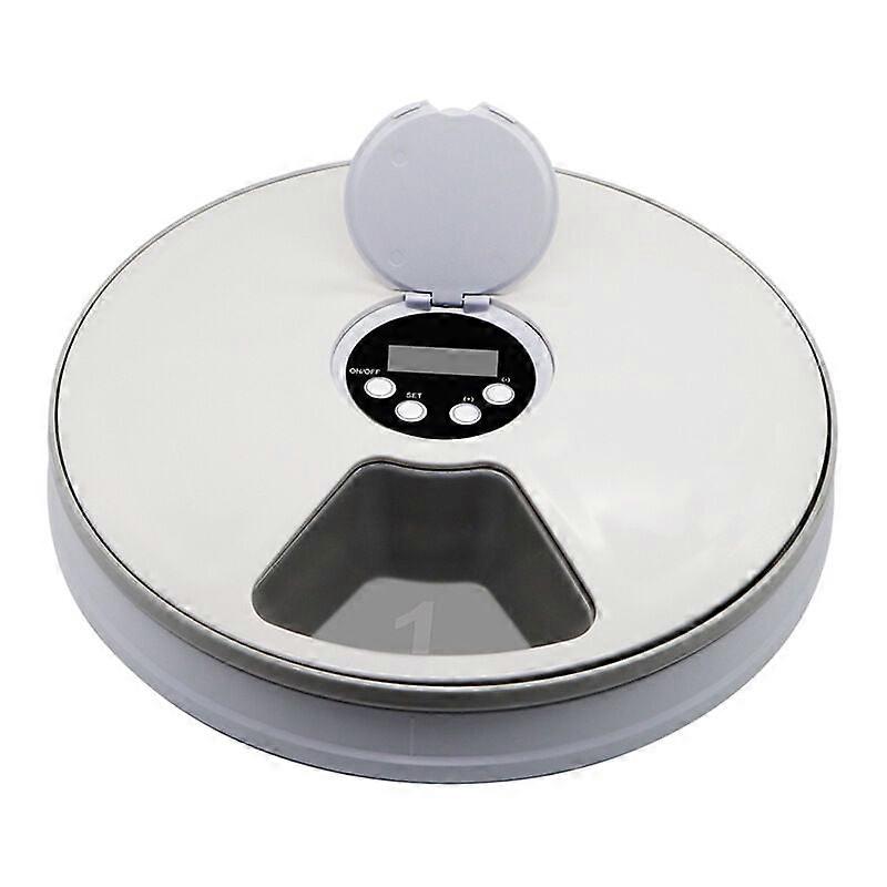 Automatischer Futterautomat fr Katzen, Hunde, Kaninchen und Kleintiere, 6 Futterschalen, Trocken- und Nassfutter mit LCD-Display, programmierbarer dig