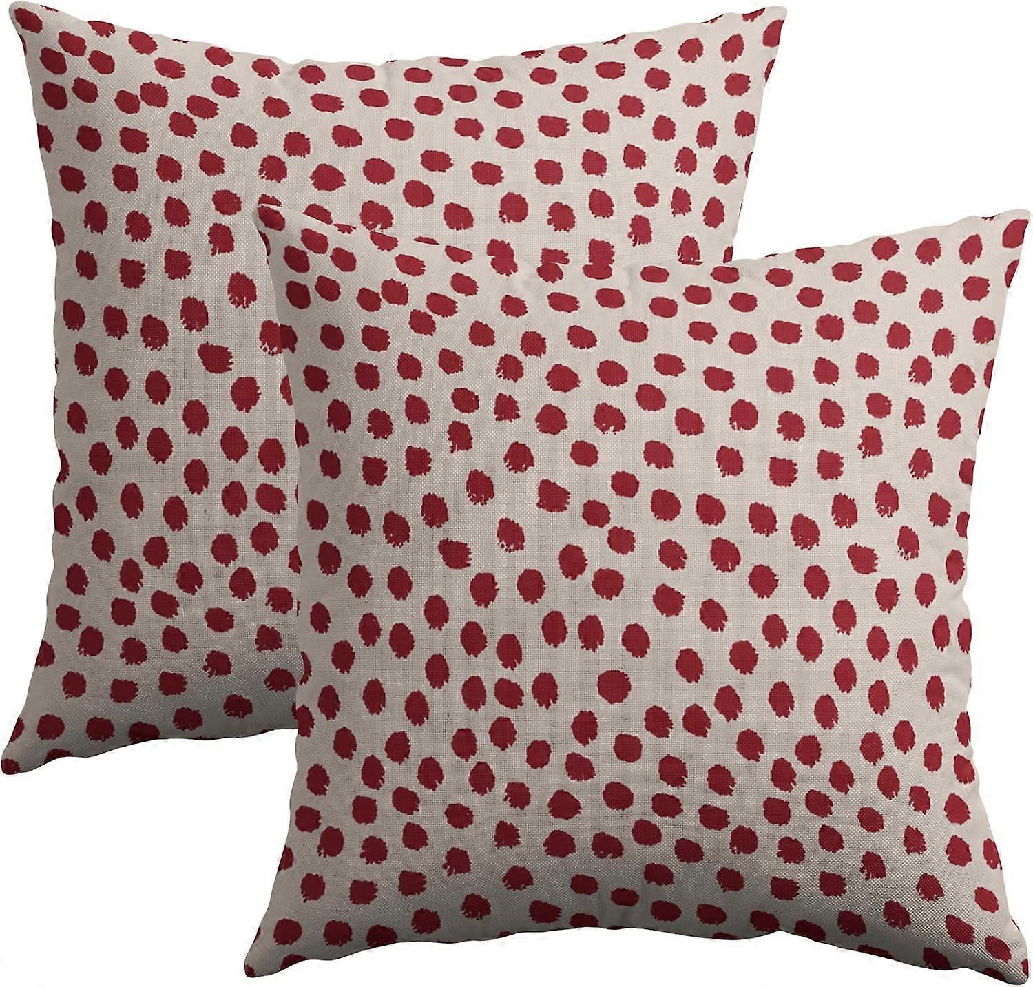 يغطي وسادة عيد الميلاد الأحمر البولكا دوت 18 × 18 مجموعة من 2 بوهو نمط زخرفية رمي وسادة الحقائب في الهواء الطلق مزرعة عطلة الديكور لأريكة سرير أريكة