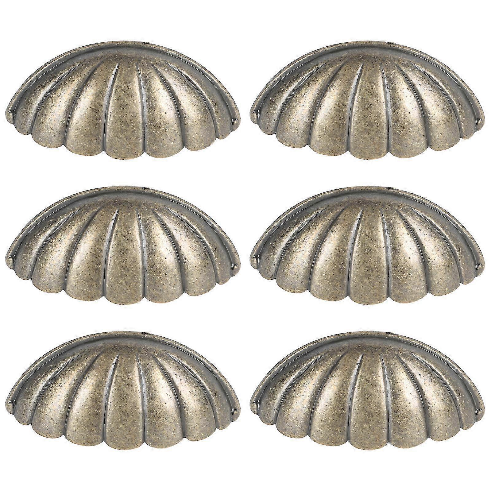 6pcs Shell Designed Knobs Vintage Drawer Knobs Decorative Cabinet Handles