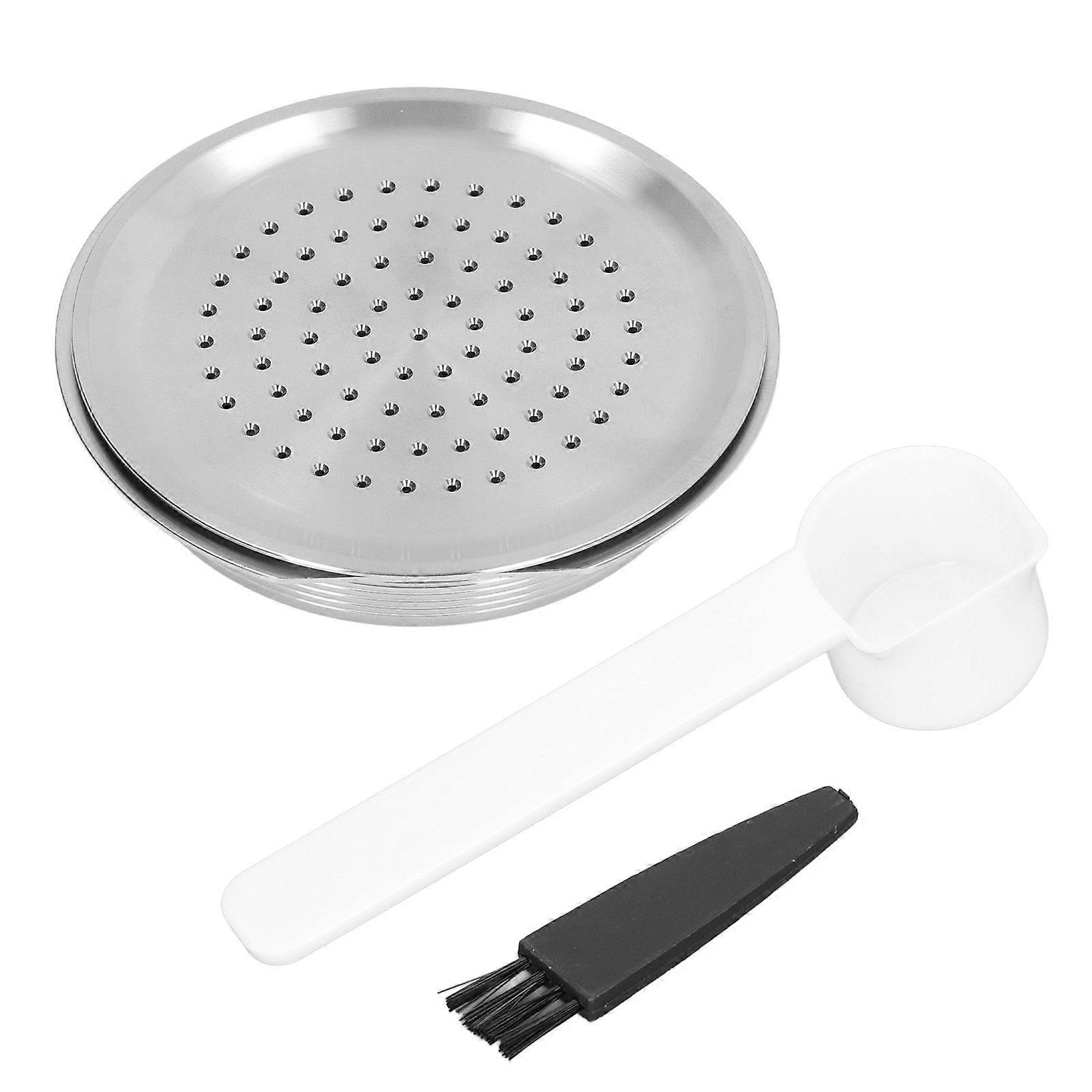Cápsula de café recarregável em pó de café reutilizável em aço inoxidável com colher de escova para Senseo HD7801 HD6592