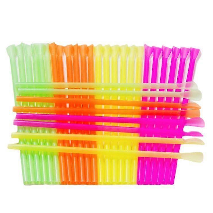 100pcs Disposable Snow Cone Spoon Straws, Disposable Straws with Spoon