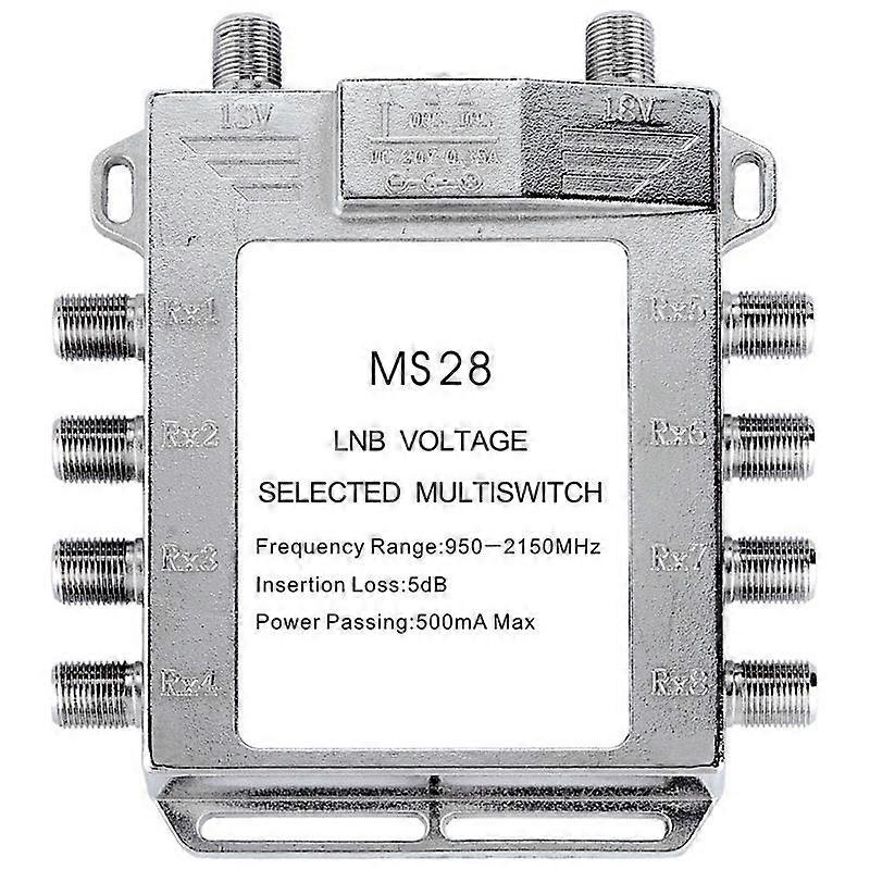 Portable 2in 8Out Satellite Signal Multiswitch 950-2150MHz LNB Voltage Switch Low Loss LNB Receiver