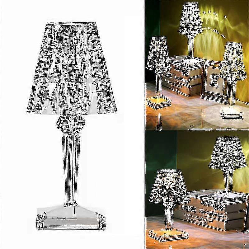 Crystal Table Lamp Charging Touch Lamp Bedroom Night Lamp Atmosphere 3-tone Light Diamond Lamp(6 Hours Battery Lifewith Remote Control)
