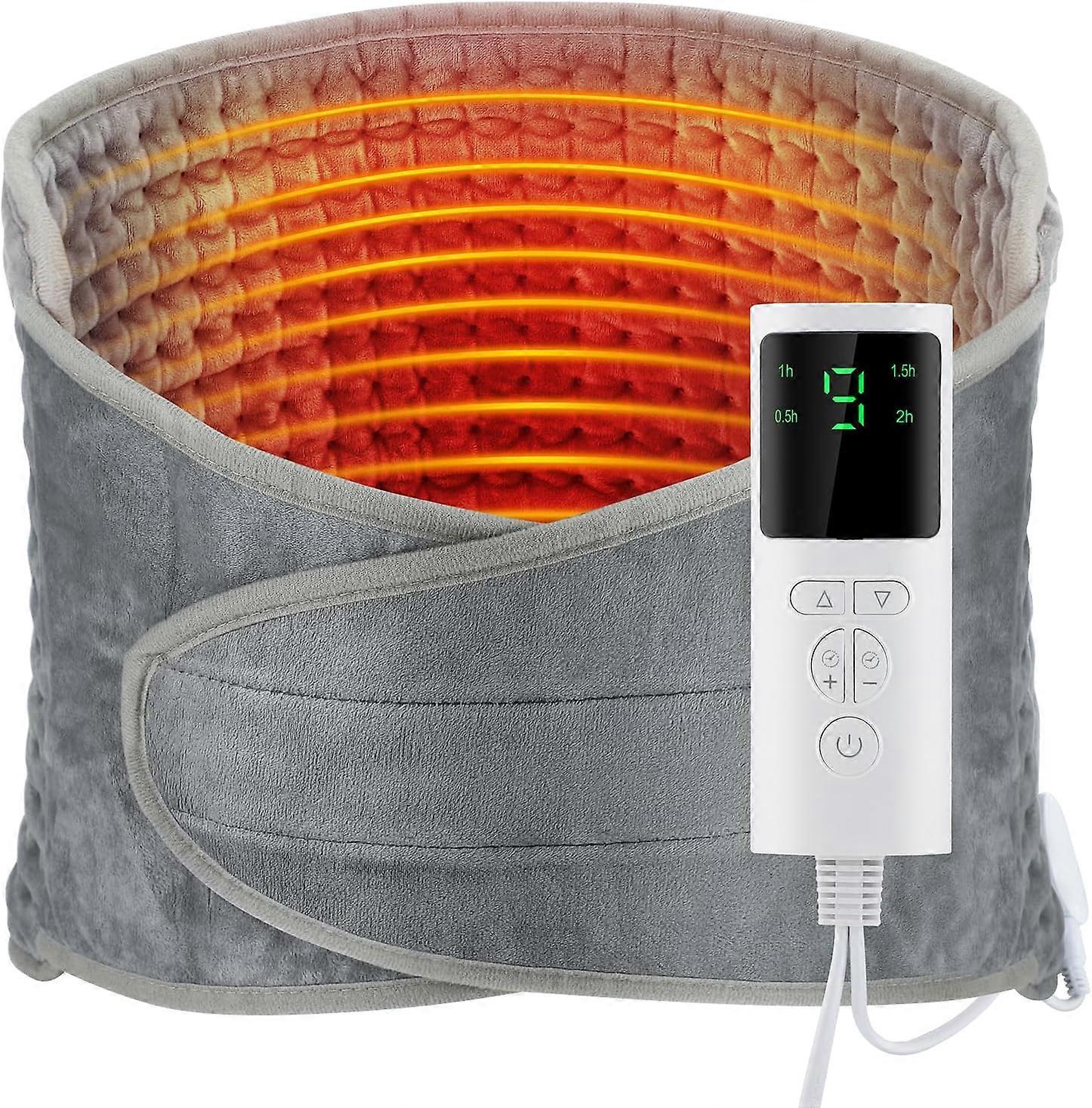 Heating pad, waist heating pad, with LCD controller, 9 heating levels, 4 timers, soft touch, fast heating, machine washable
