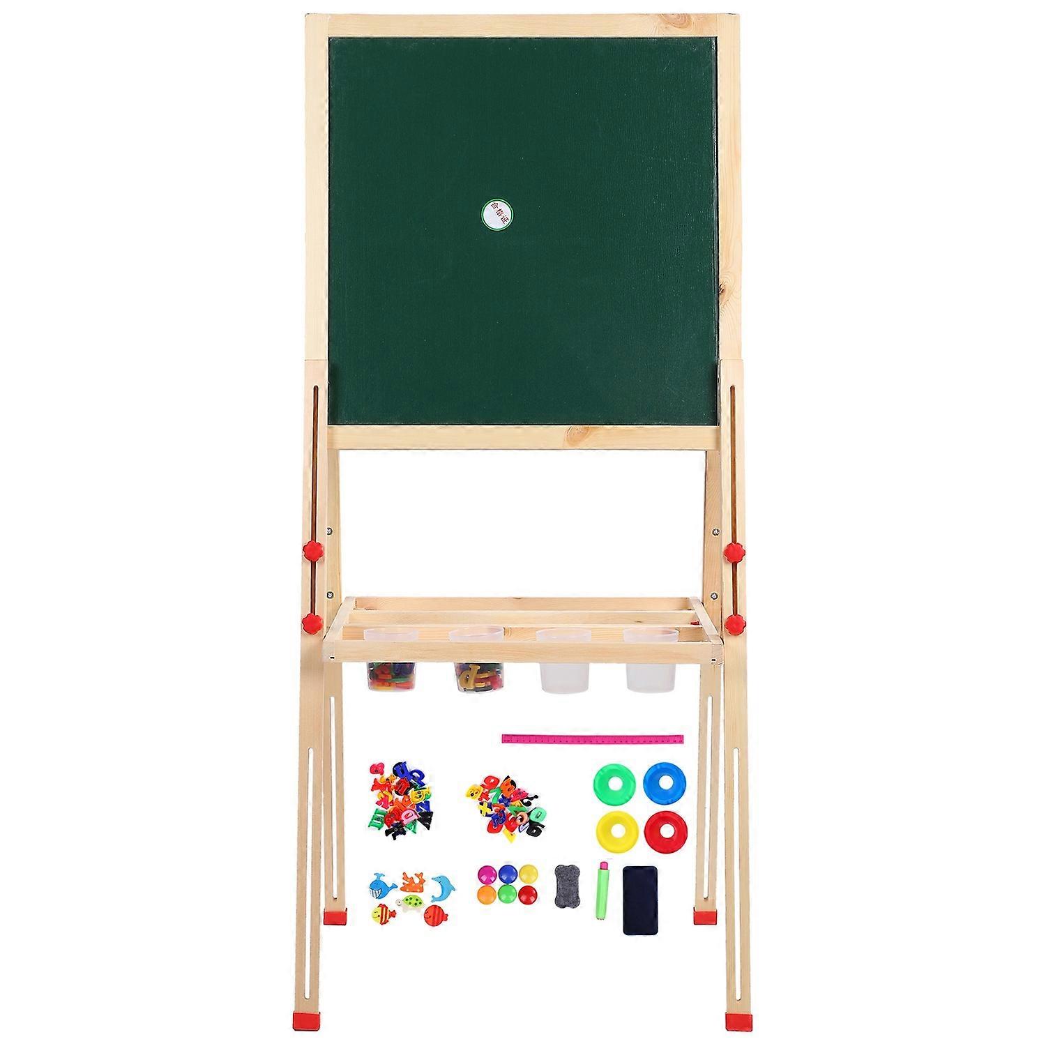 Wooden Kid Easel Double Side Magnetic Chalkboard Adjustable Stand for Drawing Art Painting
