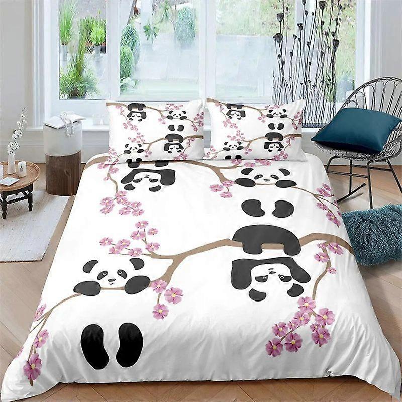 x665 LakanPåslakan Söt Panda Sängkläder Set för Sovrumsinredning Svart Vit Björn Panda Sängkläder Tecknad Sängkläder Set för barn Pojkar Flickor 3-delat