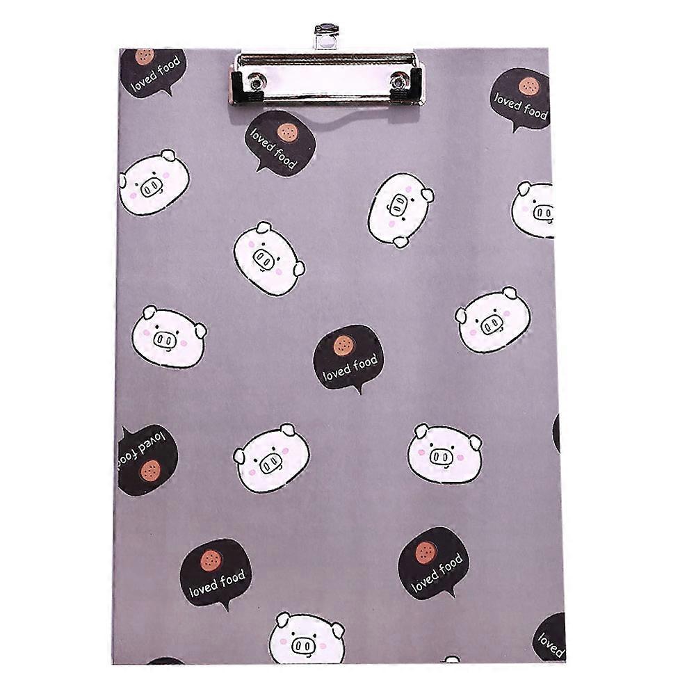 Cartoons A4 Document Paper Folder Data Writing Paper Plate Clip Pad Board(White pig)