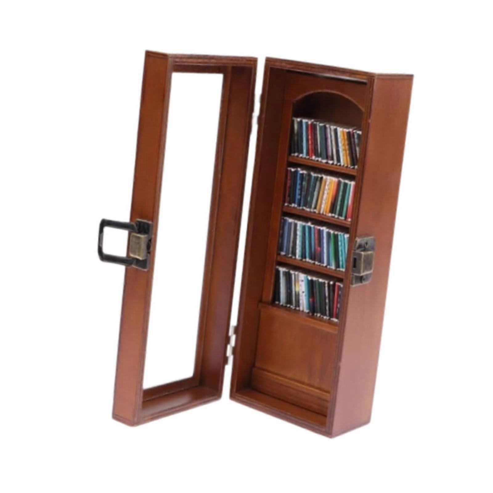 Mini Bookshelf Ornament Figurine with Window Mini Books for Home Desk Office